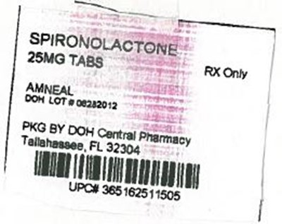 Spironolactone 25mg.jpg Label Image for 25mg - Spironolactone 25mg